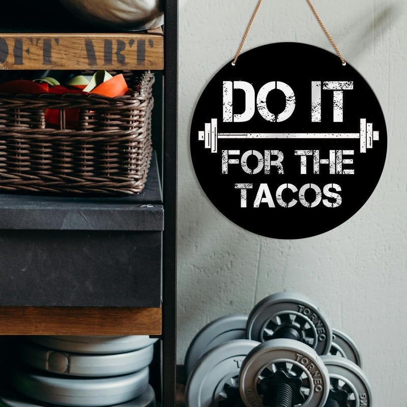 HSNBT Funny Gym Signs Wall Decor, Home Gym Motivational Wall Decor Gym Hanging Signs Decorations for Fitness Workout Room Gift for Woman Man Gym Enthusiast, Do It for The Tacos - Image 4